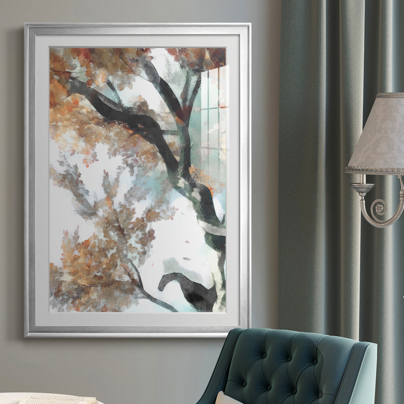 Arbre d'automne II - reproduction de cadre photo, H 24,5 po x l 18,5 po x P 1 po, Cadre argenté