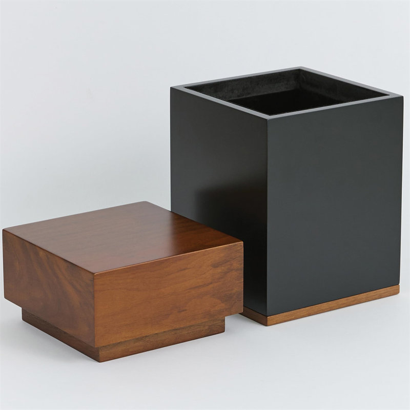 Handcrafted Black and Walnut Wood Cremation Urn Box
