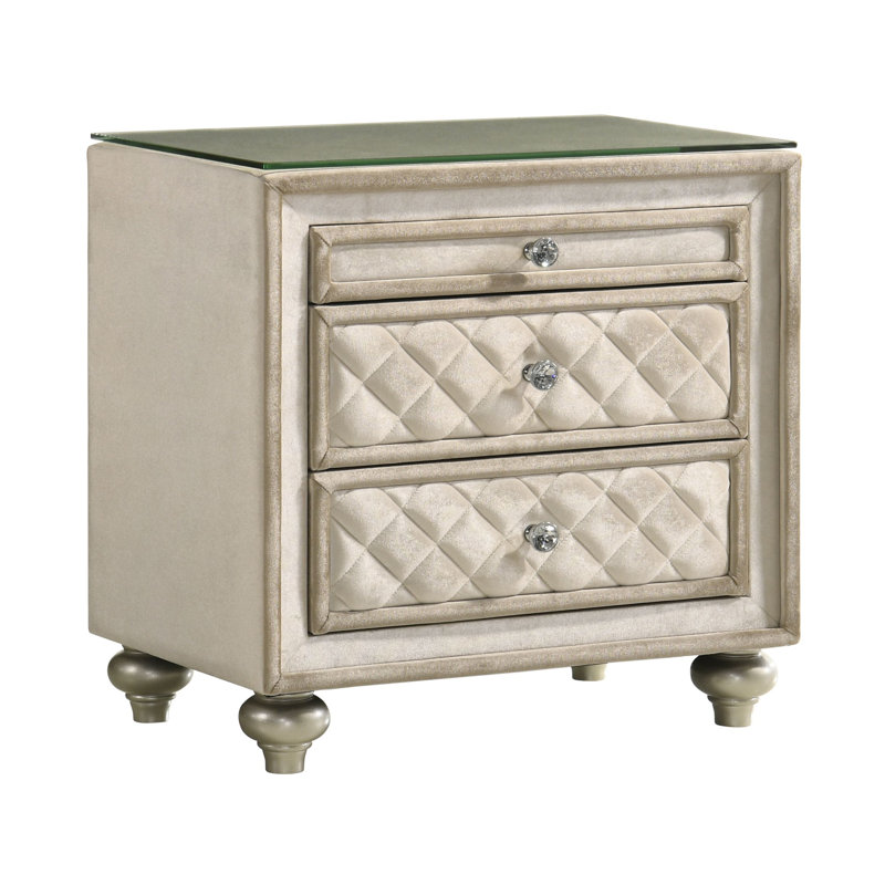 Nightstand, Beige Velvet
