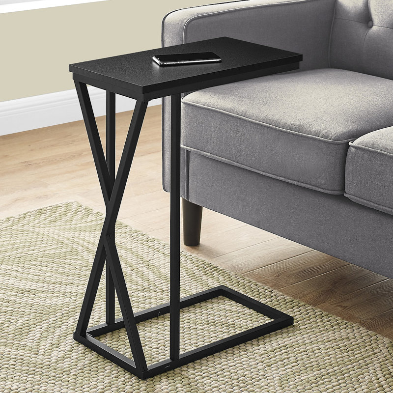 Table d'appoint décorative en forme de C, côté collation, salon, chambre à coucher, métal, contemporain, moderne, Noir
