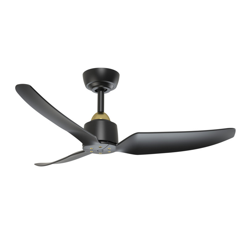 Ventilateur de plafond Hugo, Noir mat / or brossé, Noir mat, 42 po de largeur