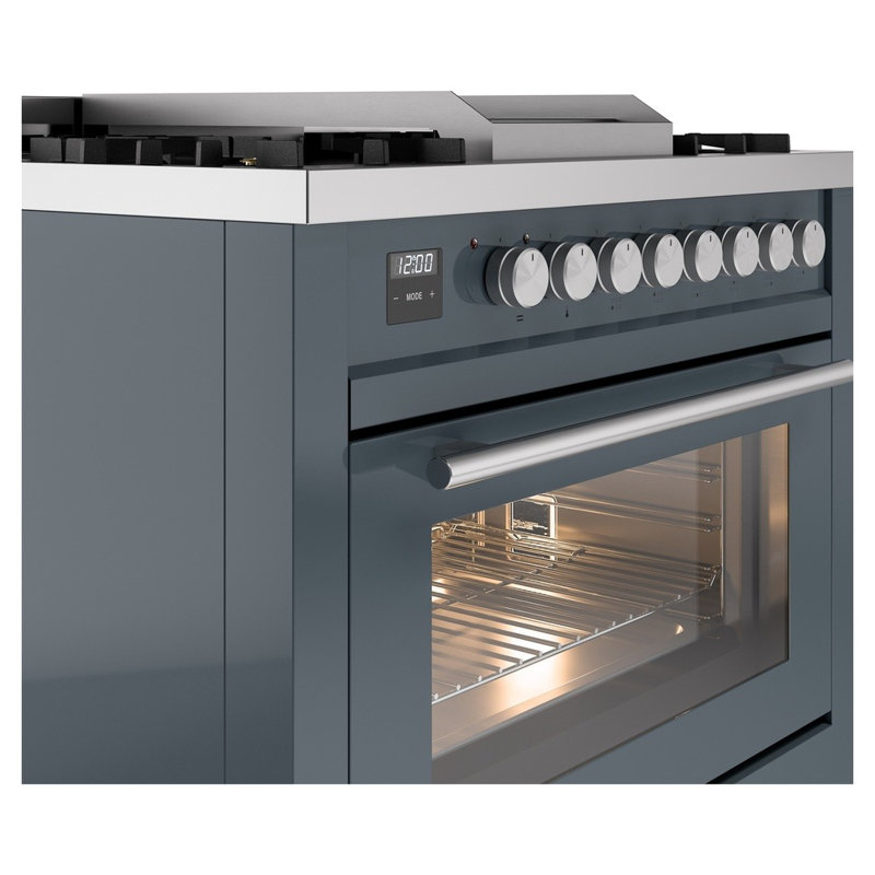 ILVE Professional Plus II 36 Dual Fuel Range, 6 Sealed Burners, Griddle (Blue Grey), Blue/Gray, Natural Gas