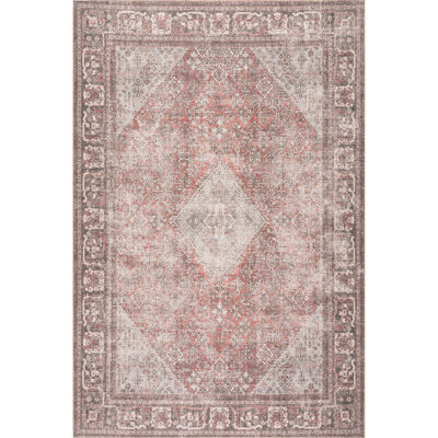 Jeccica Distressed Vintage Medallion Jute Blend Polyester Area Rug