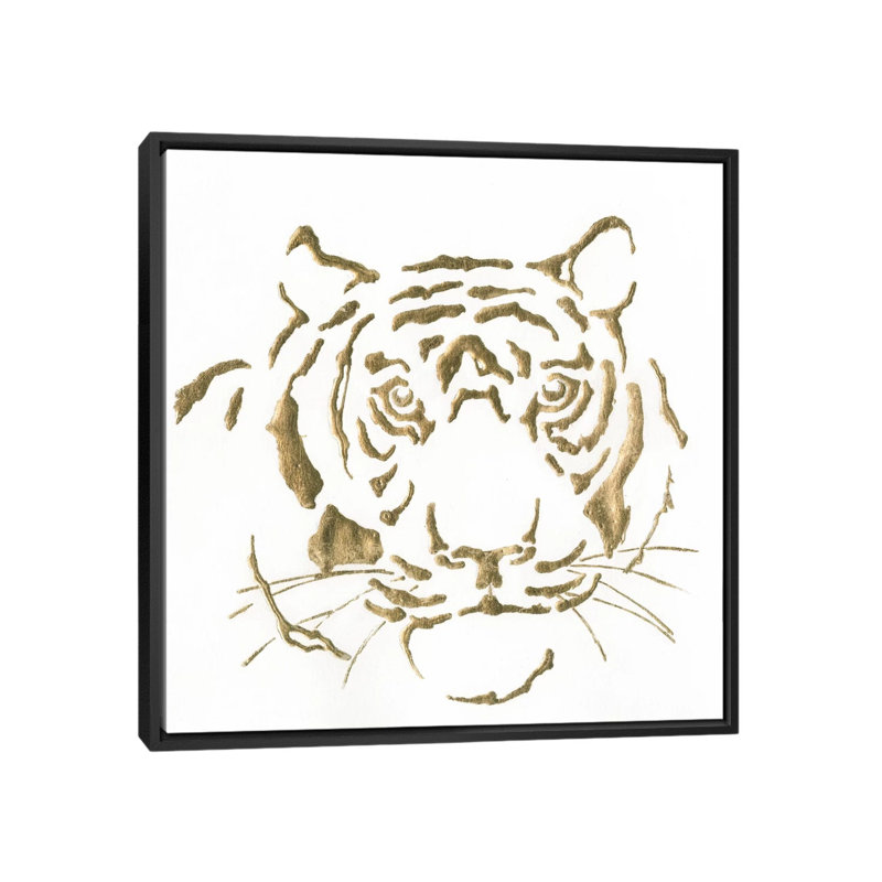 «Gilded Tiger», impression sur toile, H 18 po x l 18 po x P 1,5 po, Toile avec cadre noir, Pas de tapis