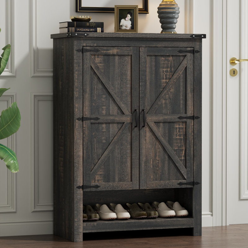 Shoe Cabinet With Doors, 7-Tier 28 Pair Shoe Cabinet Storage For Entryway, Hidden Narrow Shoe Cabinets With Adjustable Shelves, Slim Thin Shoe Rack Organizer For Hallway, Living Room