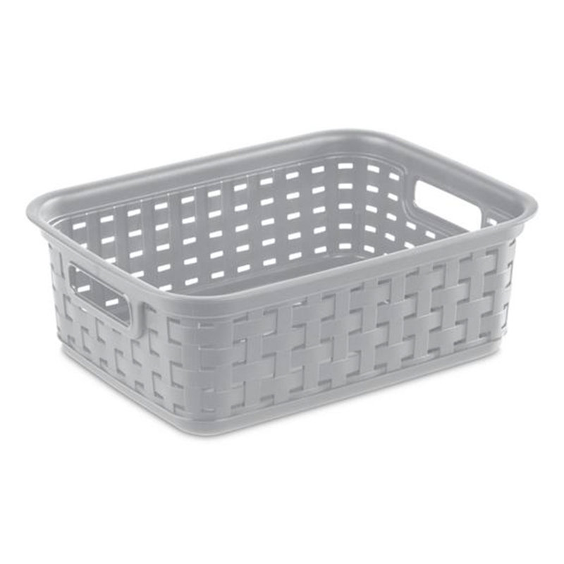 Petit panier de rangement en osier ouvert de 11 po Sterilite, gris, paquet de 16