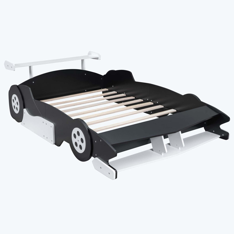 Car-Shaped Platform Bed with Wheels, Full, Black