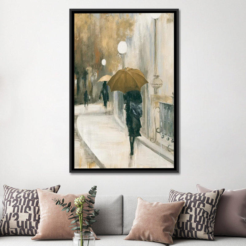 « matinée avenue ii », reproduction sur toile, H 26 po x l 18 po x P 1,5 po, Toile avec cadre noir, Pas de tapis