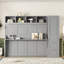 Grand lit escamotable mural avec placard et tiroirs, gris-2139951017