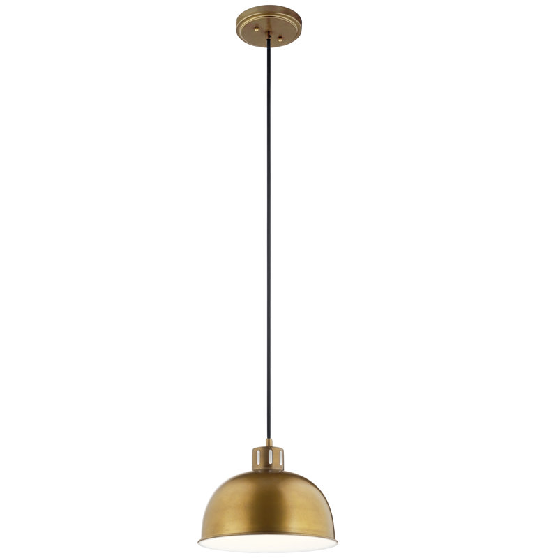 Luminaire suspendu en forme de dôme à 1 lumière Porterfield, Laiton naturel