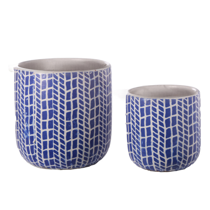 Ceramic Round Pot Gloss Finish Blue