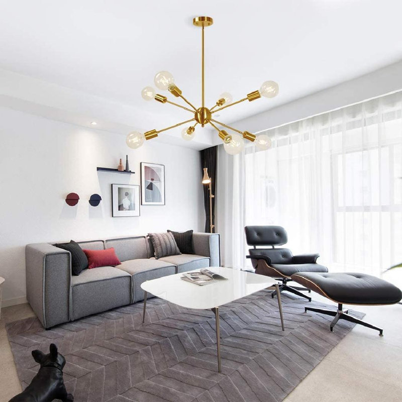 Davit 8 - Light Dimmable Sputnik Sphere Chandelier, Brass