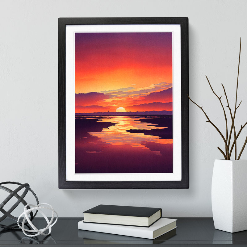 Alluring Sunset - Single Picture Frame Painting, Black , 64cm H x 46cm W x 2cm D