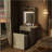 Small Vanity Desk with Mirror and Light, Dressing Table with Charging Station & Fold-up Panel for Small Space, Compact Makeup Vanity Set with Hidden Stool for Bedroom