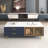 Rectangular Coffee Table with 2 Glass Door Storage, 4 Drawers, Gold Metal Legs, and Multi-Color Lighting in 47.2''-1501878429