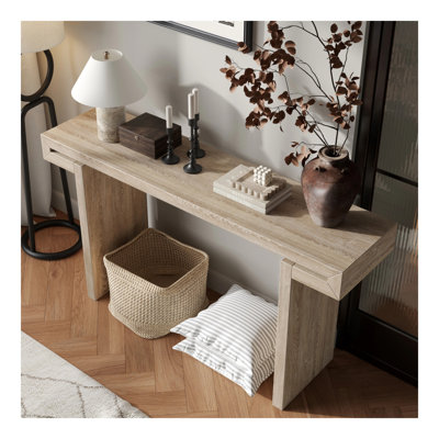 60Inches Rustic Farmhouse Console Table , Distressed Wood Finish Entryway Sofa Side Table For Living Room, Hallway,Natural Wood