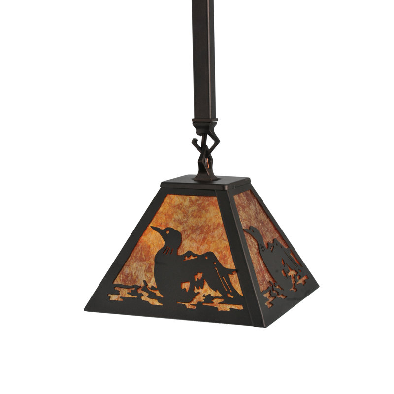Bronze Mini Pendant with Amber Glass for Indoor/Outdoor Use