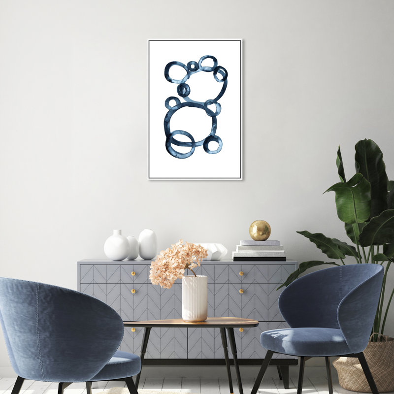 Modern Single Line Geometric Bear Print, 31" H x 21" W, White Floater Framed