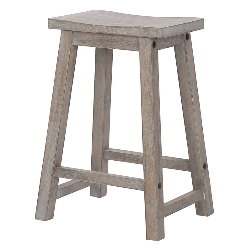 Solid Wood Counter Stool, Antique Gray, Counter Stool (24” Seat Height)