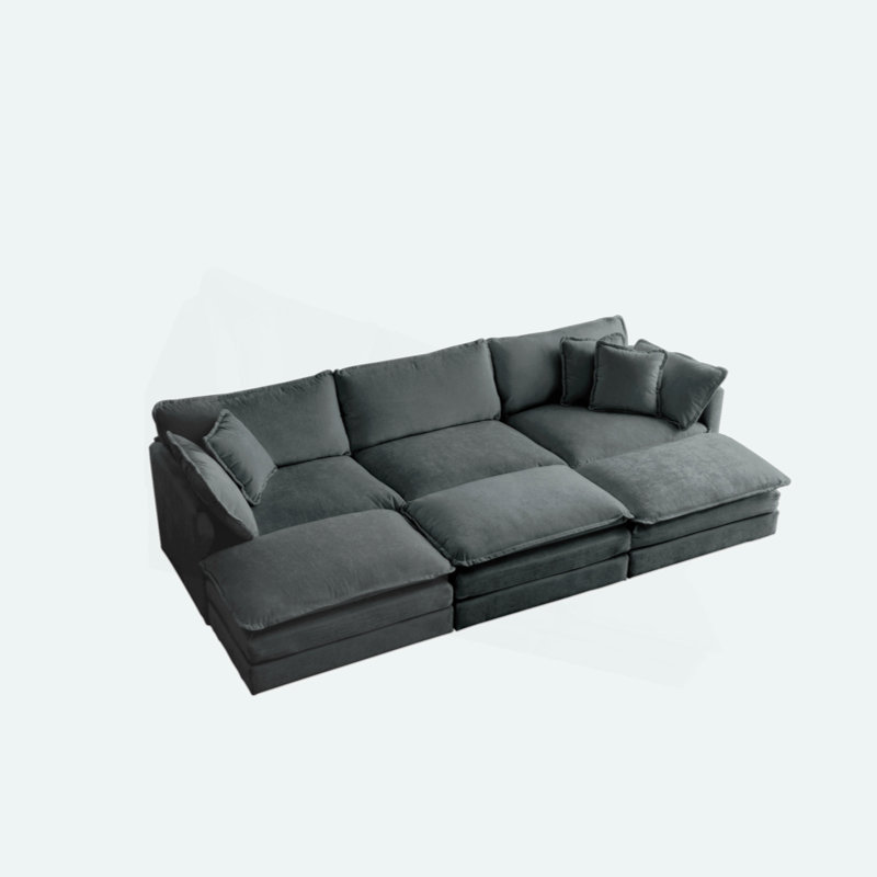 Canapé modulaire Chenille, H 33 po x l 111,42 po x P 57,4 po, 6, Gris