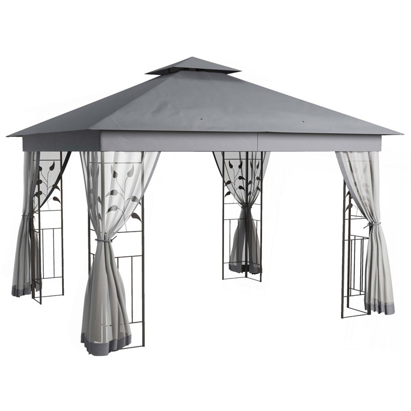 Abri de jardin en métal Outsunny, Gris, H 112,25 po x l 117,25 po x P 139,75 po 