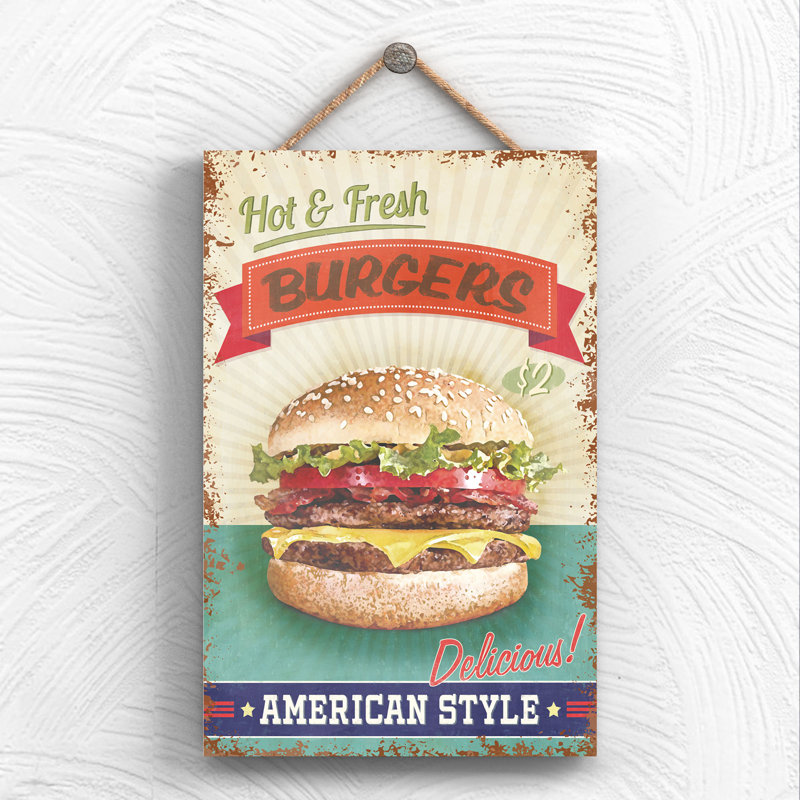 Hot Fresh Burgers - Print on MDF