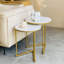 2 Piece Marble Nest Of Coffee Tables Round Top End Table Sofa Side Table Set