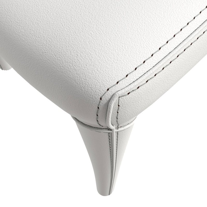 Demello Leather Dining Side Chair with Curved Open-Back Accent Kitchen Chair, White