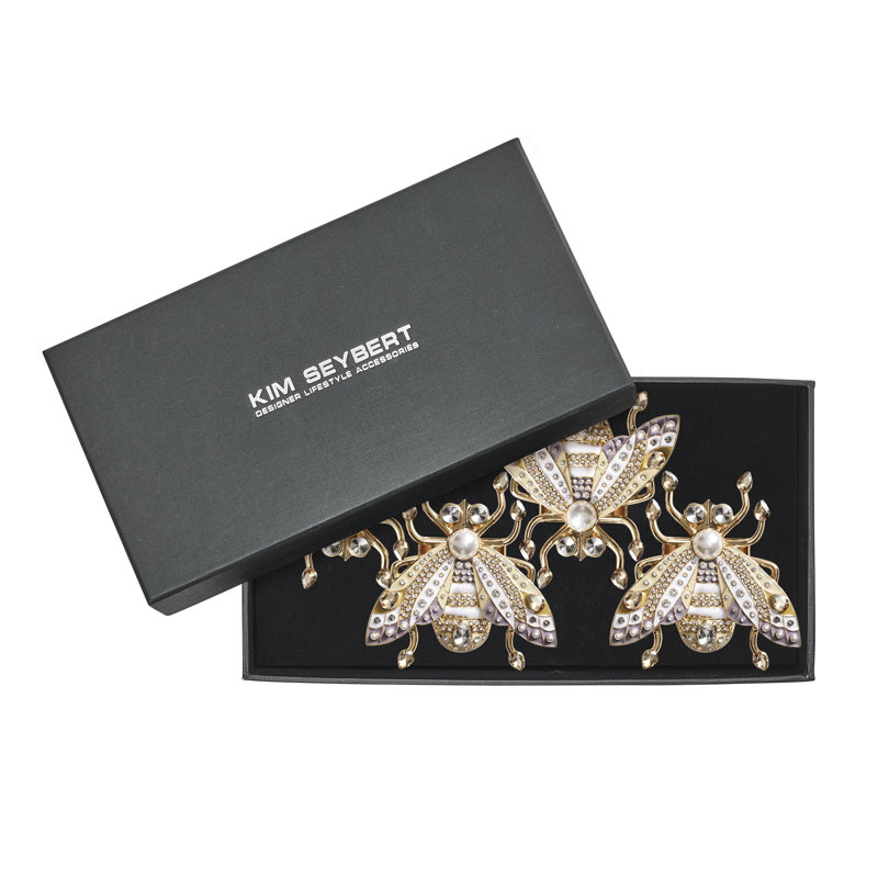 Glam Fly Napkin Ring, Ivory/Gold/Silver