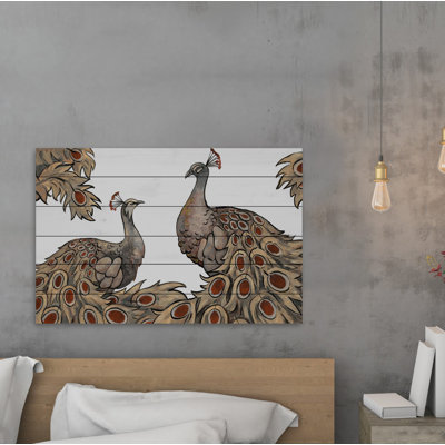 « peacock partner iii », reproduction sur bois encadrée