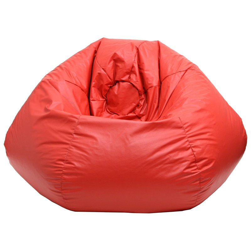 Fauteuil à billes classique Trule, Très très grand, Vinyle d'apparence cuir rouge