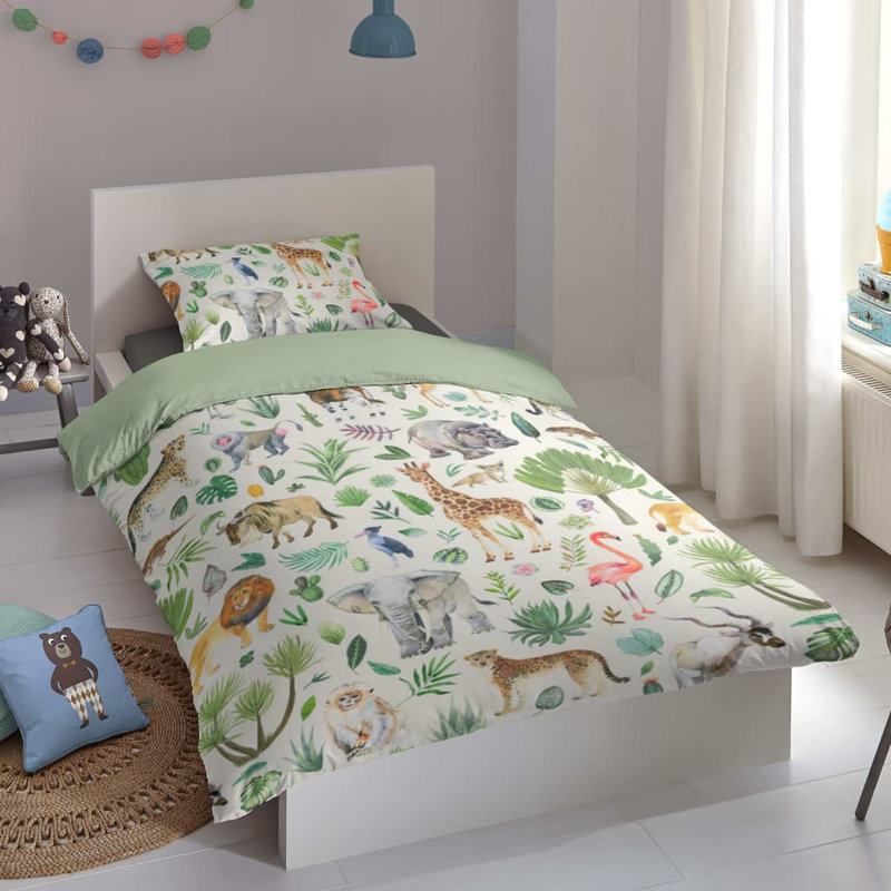 Luckner Good Morning Kids Duvet Cover Jungle Multicolour, 100 x 135 cm - 1 Pillowcase (40 x 60 cm)