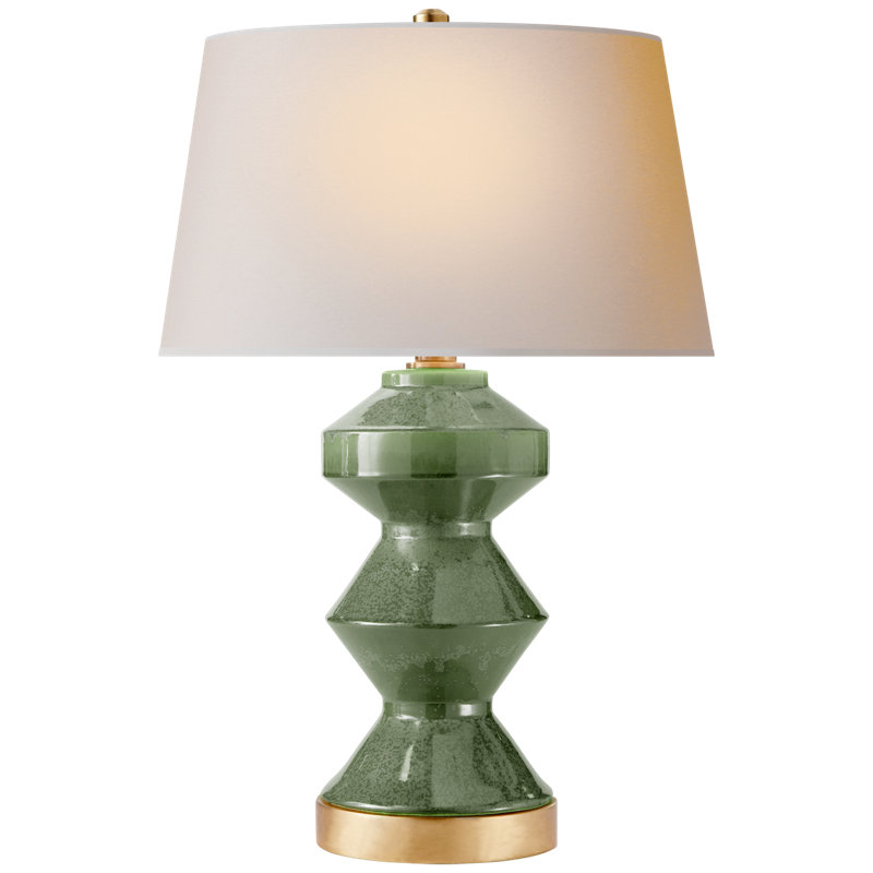 Chapman & Myers Weller Zig-Zag Table Lamp, Shellish Kiwi, Fabric