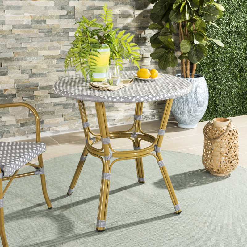 Wilburg Round Metal Outdoor Bistro Table , 31.5'' in. W 31.5'' in. D, Gray/White