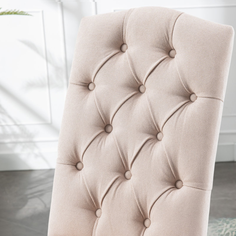 Tiarnna Linen Side Chair Dining Chair, Beige