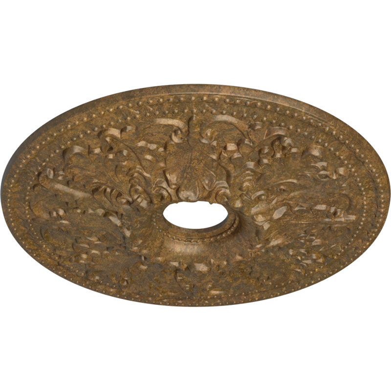 Endurathane Ashley Ceiling Medallion, 23 7/8"OD x 4"ID x 2 1/8"P (Fits Canopies up to 4 3/4"), Hand-Painted Rubbed Bronze Finish