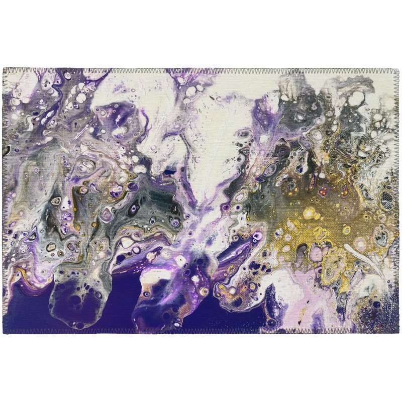 Chenille Washable Abstract Rug, Rectangle 1'8" x 2'6"