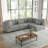 Seemab 4 - Piece Upholstered Light Gray Corduroy Modular Sectional with Pillow Back and Solid Wood Legs-1140708840
