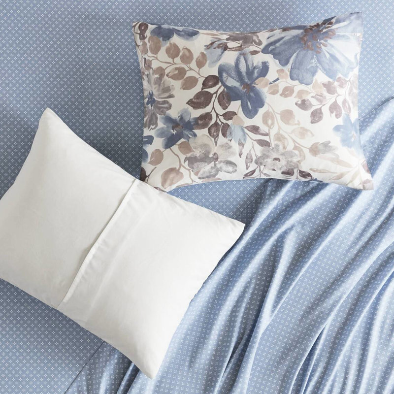 Blue Floral Comforter With Sheets, Watercolor Print, 78.13 In Width, 10.79 Lb Package Weight, Proof Bedding , Soft Microfiber, 18.9 Depth, 9.61 Weight