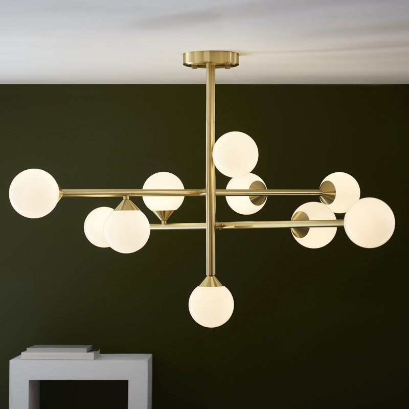 Bendeguz Ottora 10lt Pendant light, White, Satin Brass