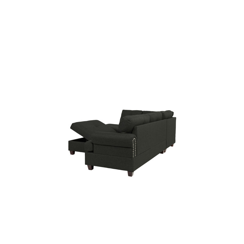 Ensemble de canapé de salon moderne 2 pièces Causeuse confortable avec dossier moelleux et dossier capitonné, Noir multi