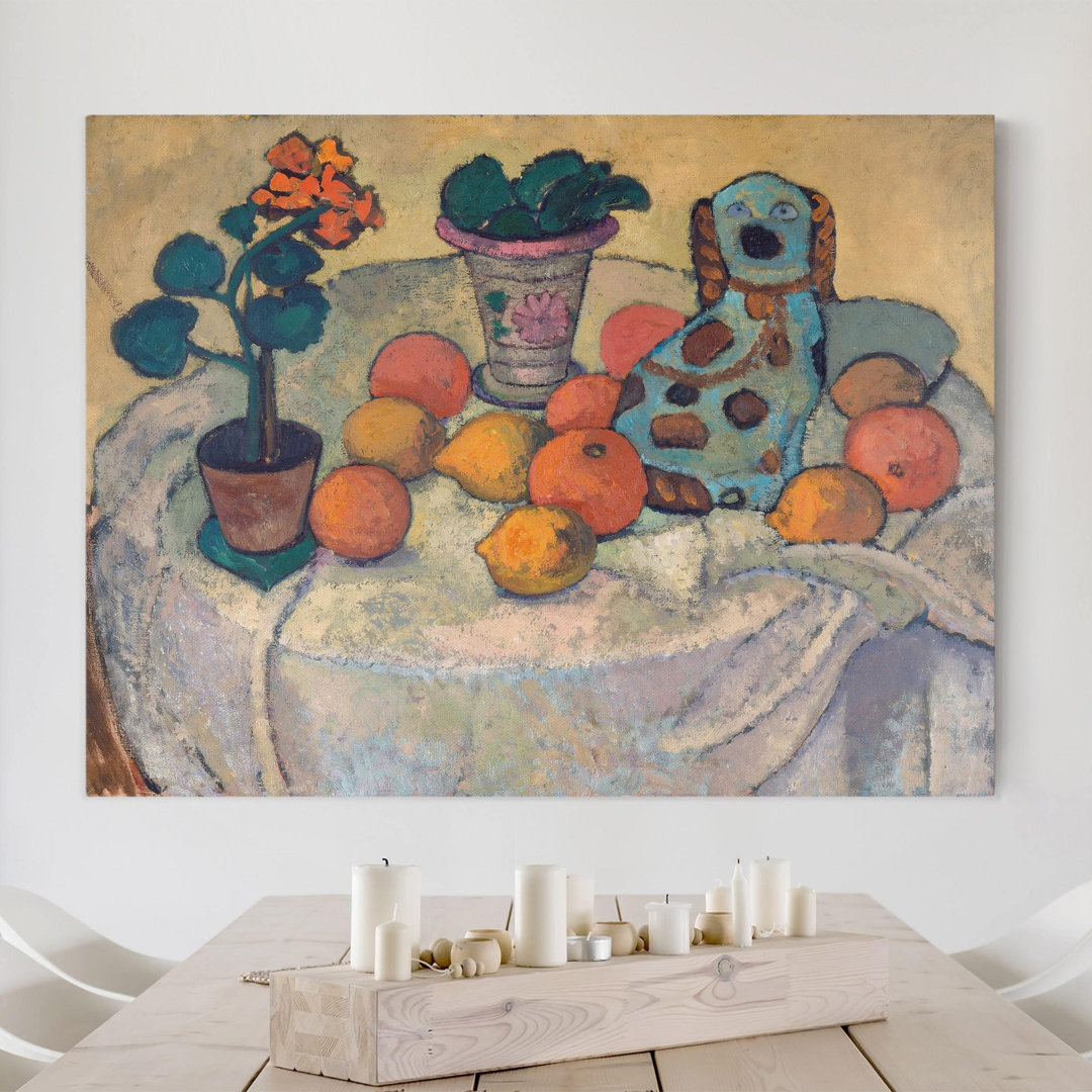 Leinwandbild Still Life with Oranges and Stoneware Dog von Paula Modersohn-Becker