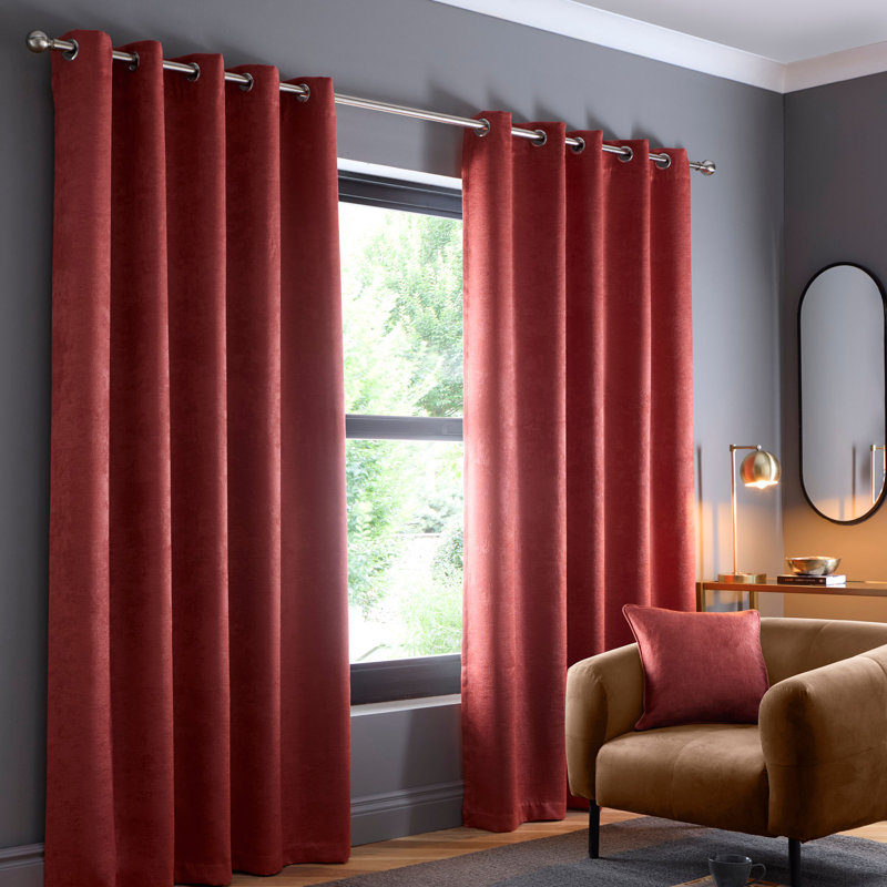 Strata Room Darkening Curtain, Width 168 x Drop 229 cm, Terracotta, 2