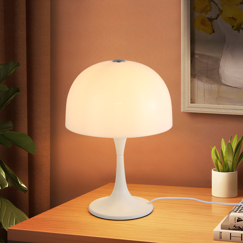 Modern Sleek Milky White Mushroom 3-light G9 End Table Lamp For Bedroom