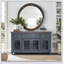 Buffet Americain avec finition velours côtelé bleu, aucun assemblage requis, parfait pour les décors côtiers et traditionnels