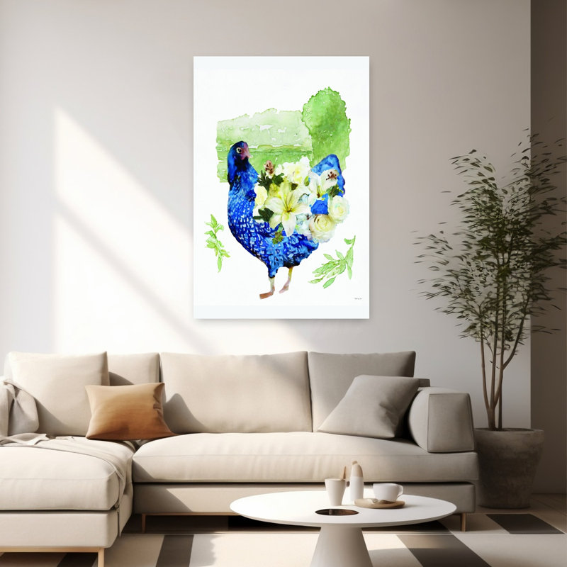 Art mural contemporain abstrait de jardin poule 2, H 60 po x l 40 po