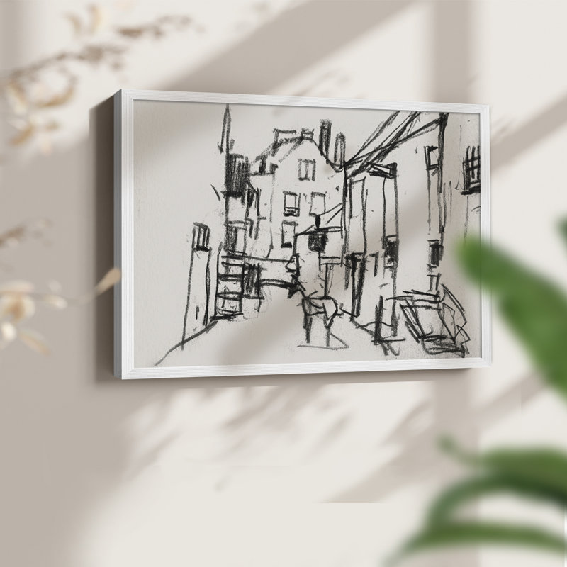 Croquis rétro, VI, reproduction encadrée, H 11 po x l 14 po, Blanc