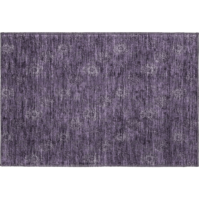 Premium Machine Washable Prisco Eggplant Rug, Rectangle 1'8" x 2'6"