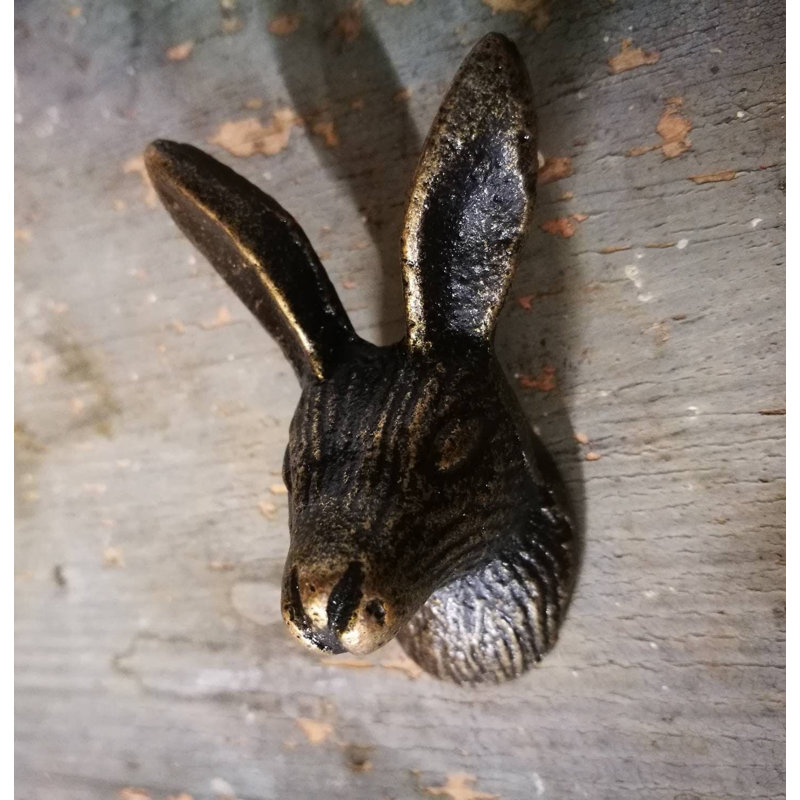 Antique Bronze Rabbits Head Knob