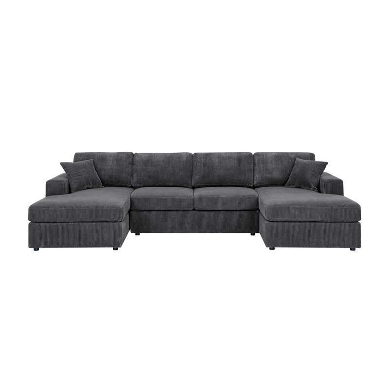 Canapé modulaire 3 pièces en velours côtelé 3 pièces, Velours côtelé gris